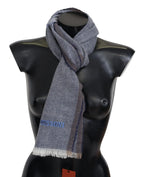 Missoni Gray Striped Wool Unisex Neck Wrap Fringes Scarf - Zeiniez