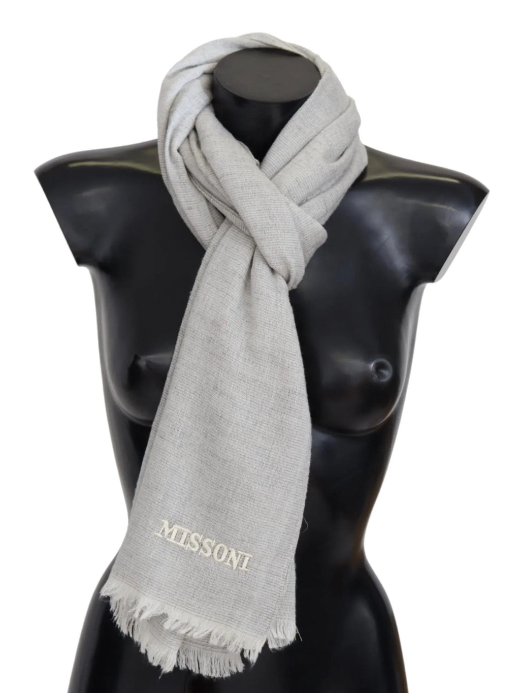 Missoni Gray Wool Knit Unisex Neck Wrap Scarf - Zeiniez