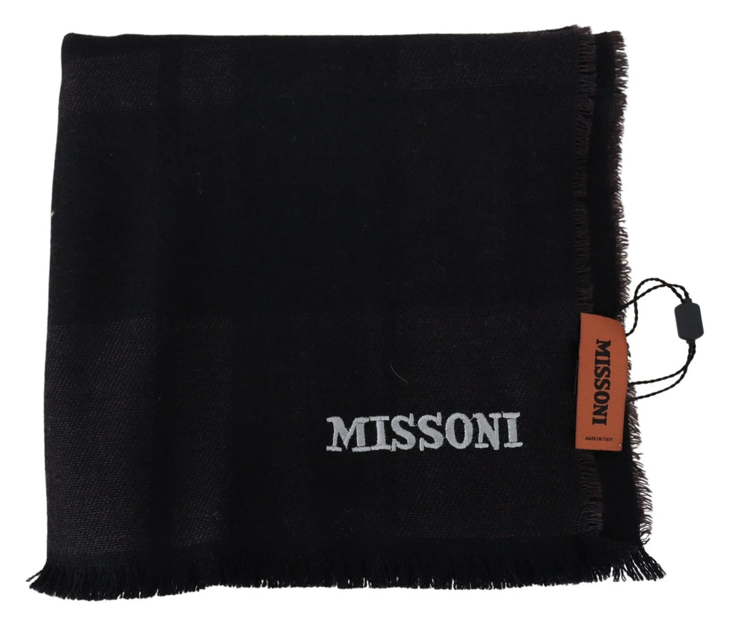 Missoni Black 100% Wool Unisex Neck Wrap Scarf - Zeiniez