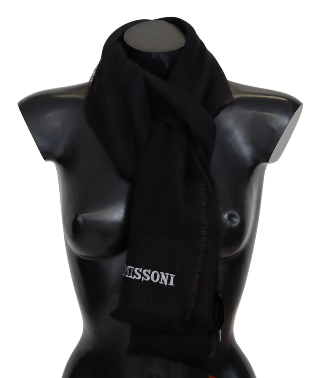 Missoni Black 100% Wool Unisex Neck Wrap Scarf - Zeiniez