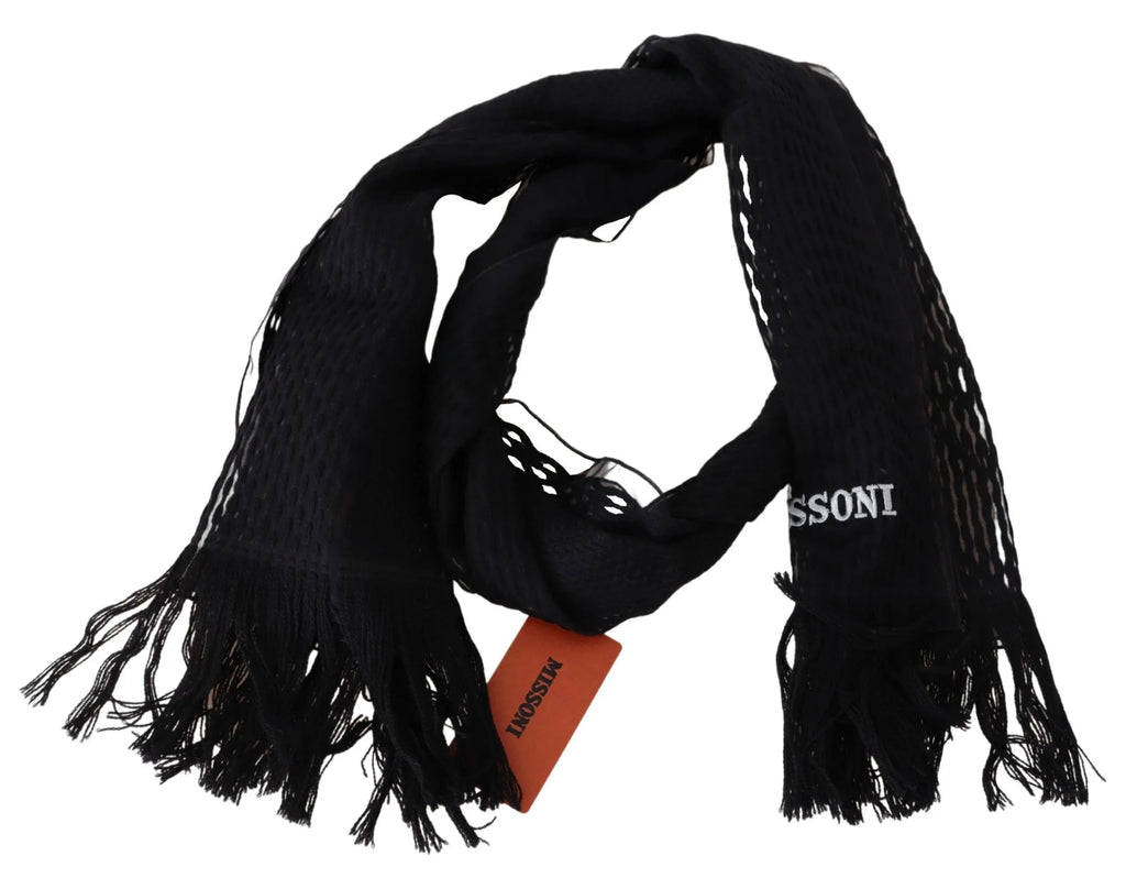 Missoni Black Wool Unisex Neck Warmer Wrap Scarf - Zeiniez