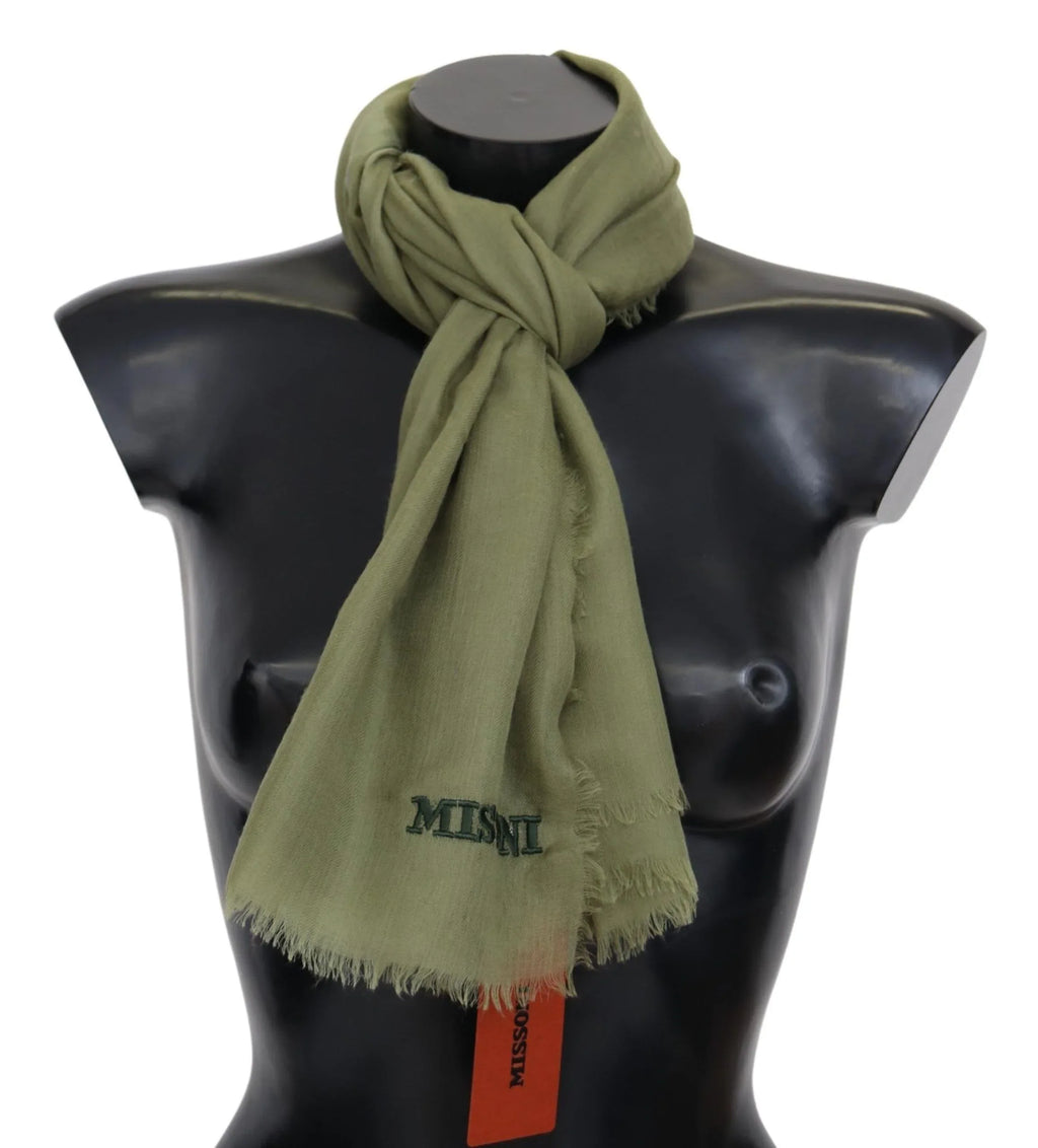 Missoni Green Cashmere Unisex Neck Wrap Scarf - Zeiniez