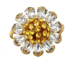 Dolce & Gabbana Gold Brass Yellow Crystal Flower Ring - Zeiniez