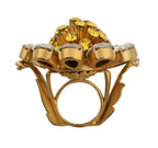 Dolce & Gabbana Gold Brass Yellow Crystal Flower Ring - Zeiniez