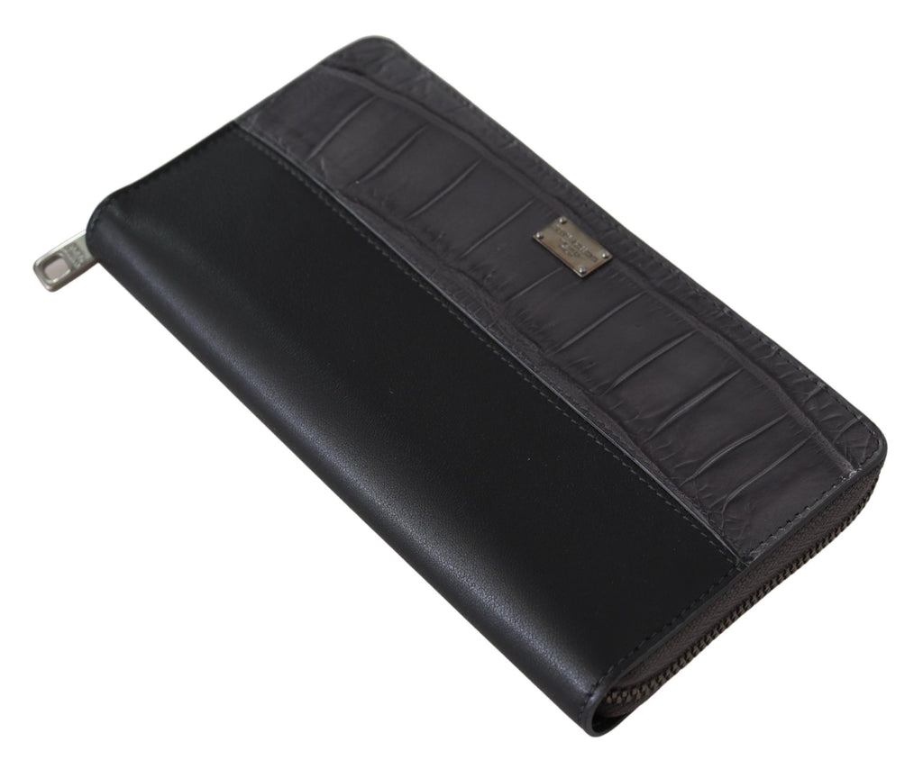 Dolce & Gabbana Black Zip Around Continental Clutch Leather Wallet - Zeiniez