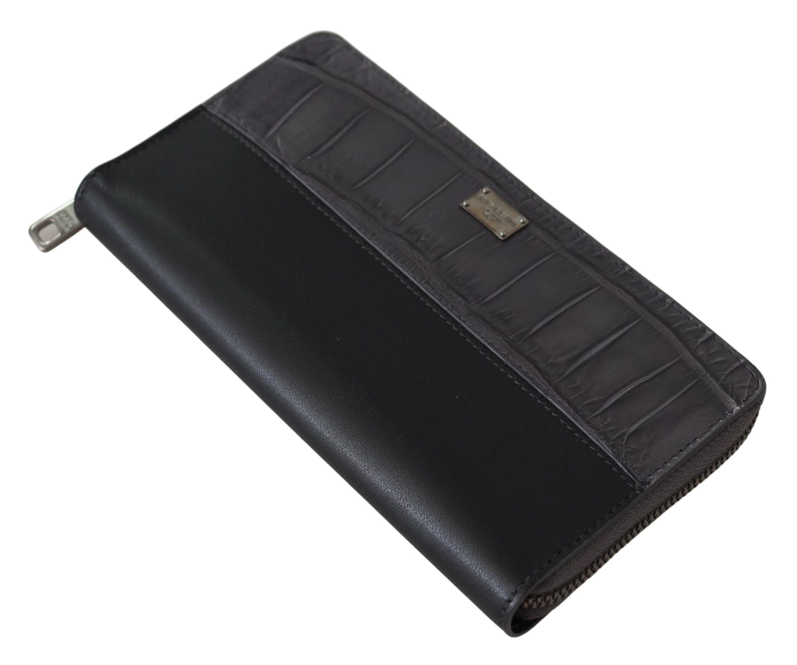 Dolce & Gabbana Black Zip Around Continental Clutch Leather Wallet - Zeiniez
