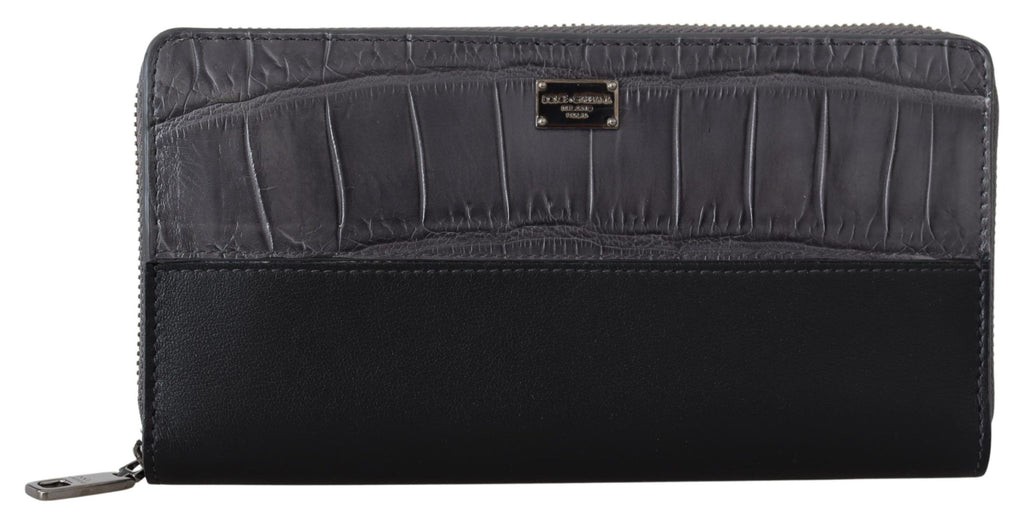 Dolce & Gabbana Black Zip Around Continental Clutch Leather Wallet - Zeiniez