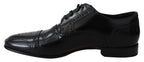 Dolce & Gabbana Black Leather Men Derby Formal Loafers Shoes - Zeiniez