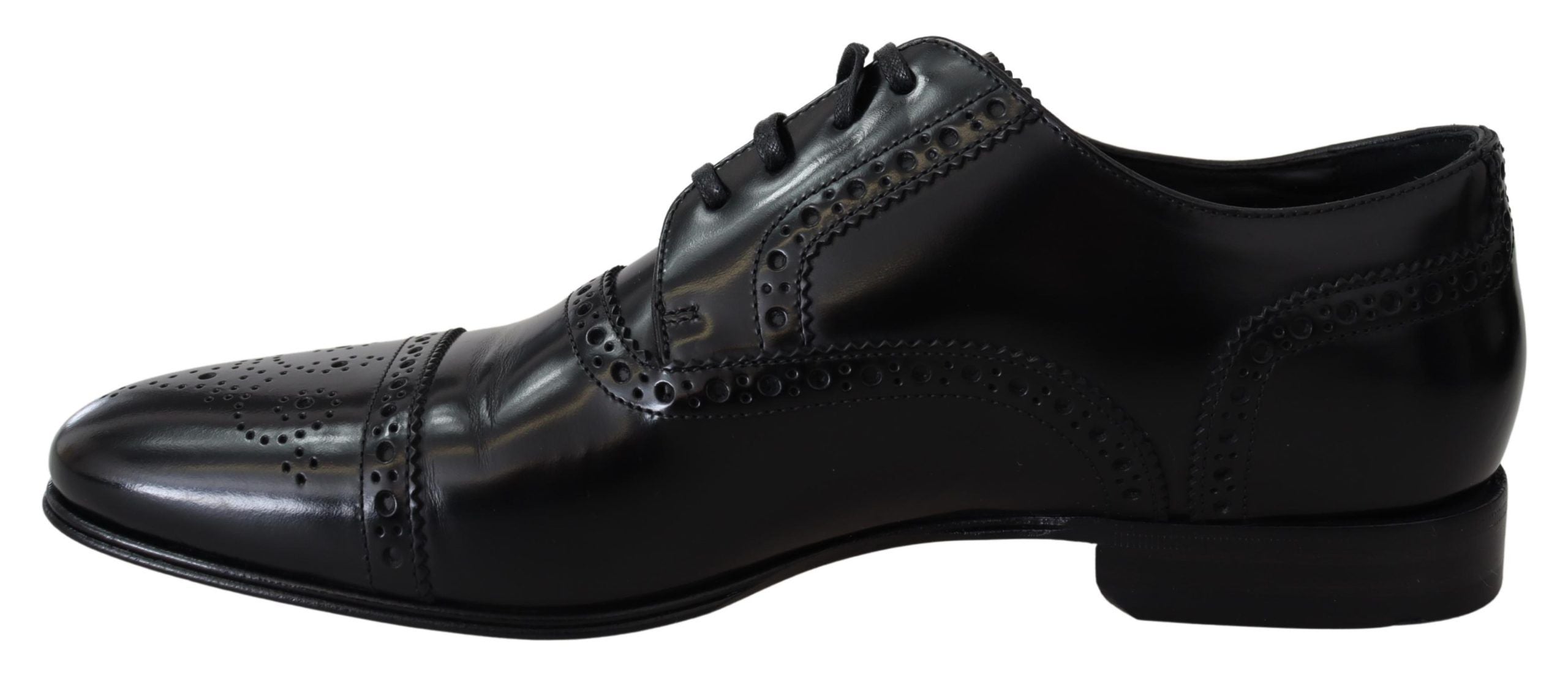Dolce & Gabbana Black Leather Men Derby Formal Loafers Shoes - Zeiniez