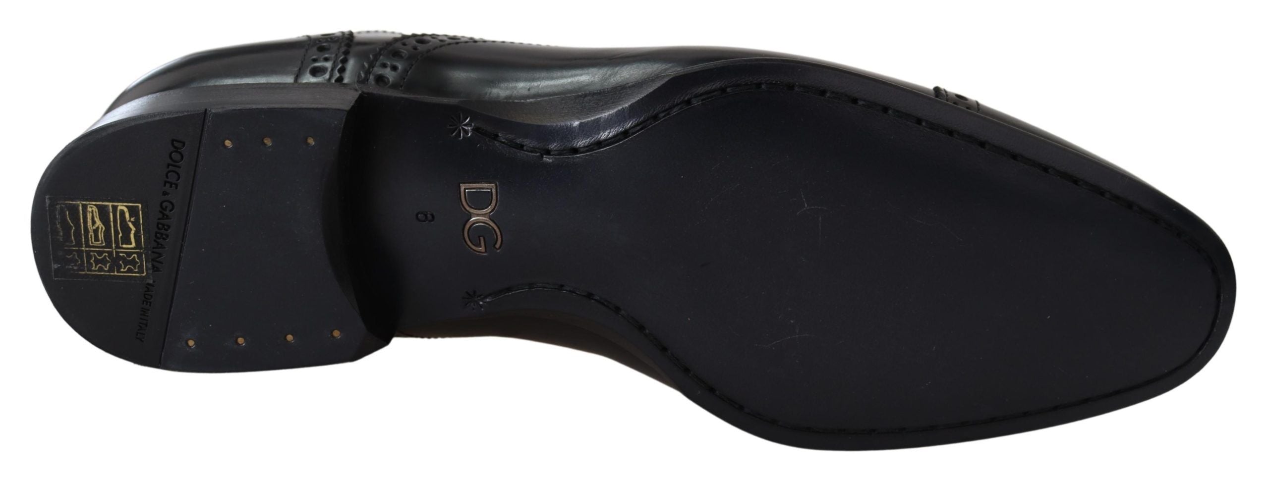 Dolce & Gabbana Black Leather Men Derby Formal Loafers Shoes - Zeiniez