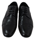 Dolce & Gabbana Black Leather Men Derby Formal Loafers Shoes - Zeiniez