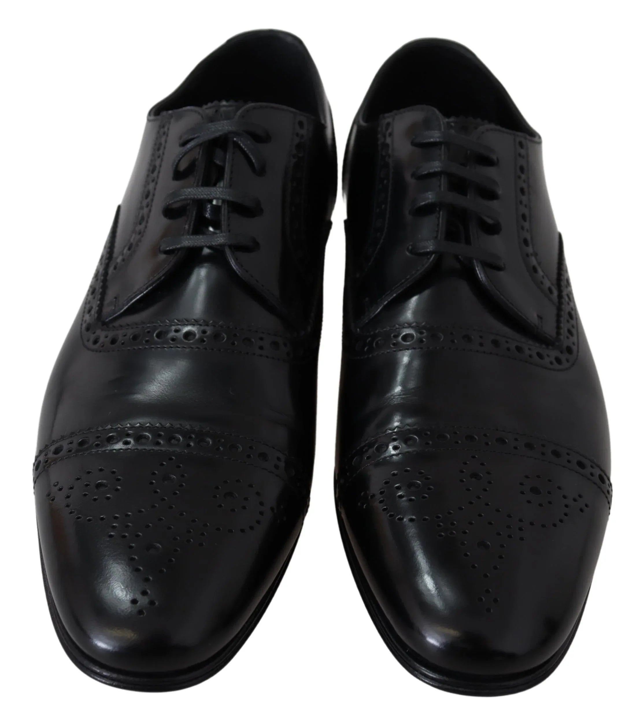 Dolce & Gabbana Black Leather Men Derby Formal Loafers Shoes - Zeiniez