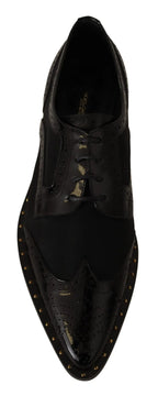 Dolce & Gabbana Black Leather Broques Sheer Wingtip Shoes - Zeiniez