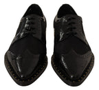 Dolce & Gabbana Black Leather Broques Sheer Wingtip Shoes - Zeiniez