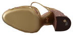 Dolce & Gabbana Pink Gold Leather Crystal Pumps T-strap Shoes - Zeiniez