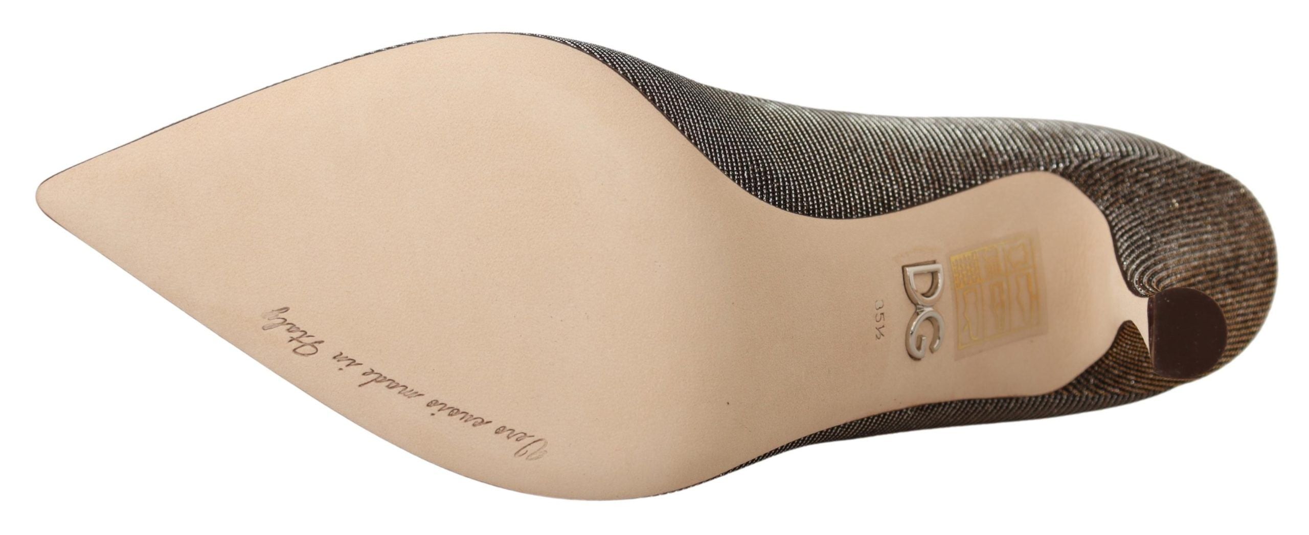 Dolce & Gabbana Gold Silver Fabric Heels Pumps Shoes - Zeiniez