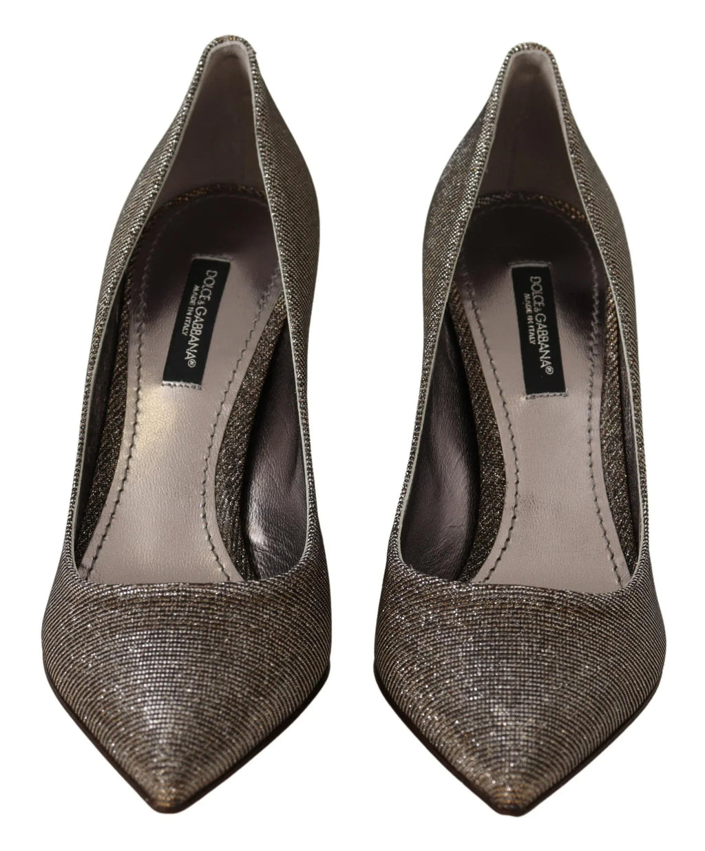 Dolce & Gabbana Gold Silver Fabric Heels Pumps Shoes - Zeiniez