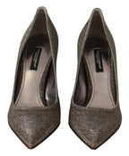 Dolce & Gabbana Gold Silver Fabric Heels Pumps Shoes - Zeiniez