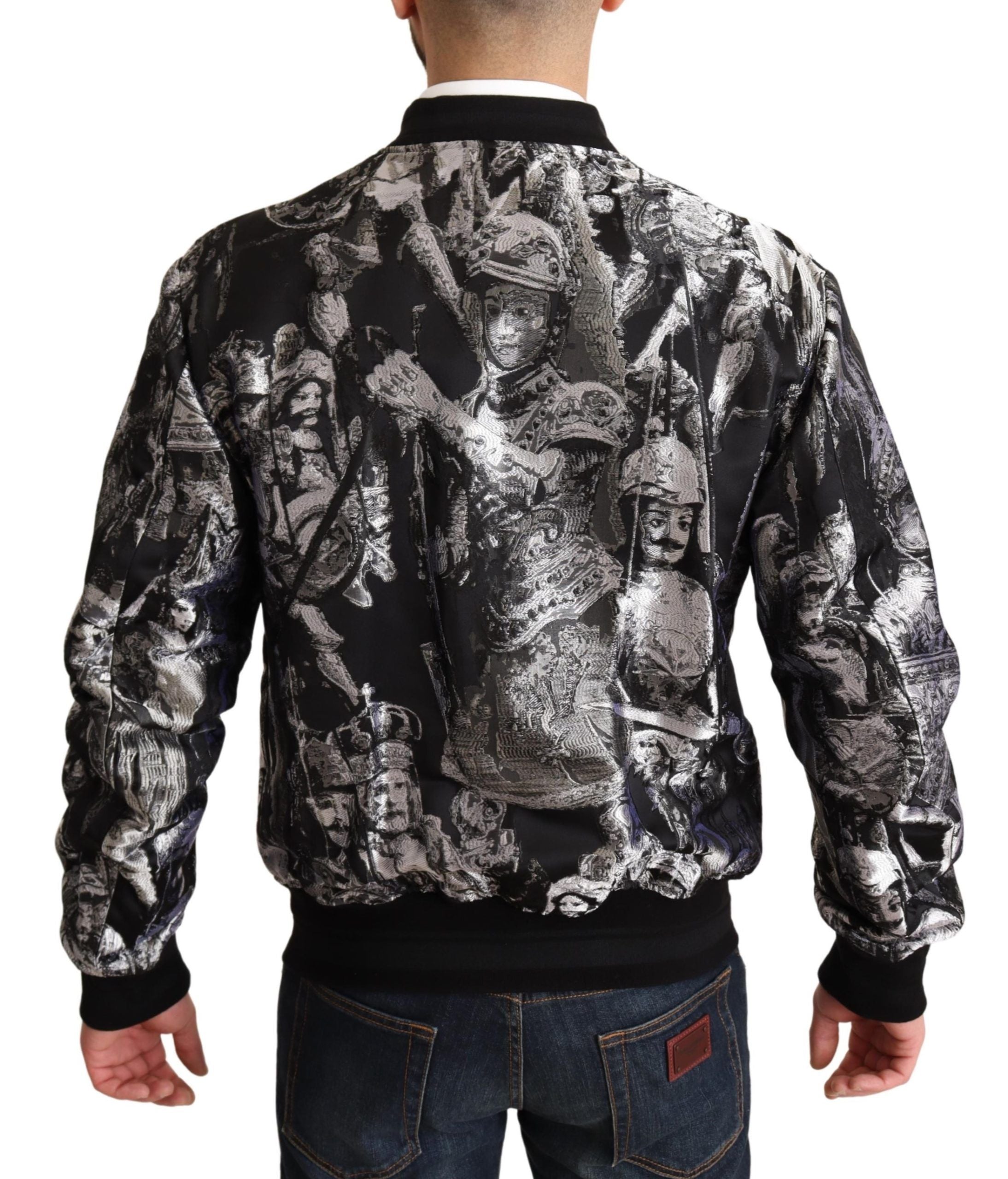 Dolce & Gabbana Black Silver Puppi Motive Bomber Jacket - Zeiniez