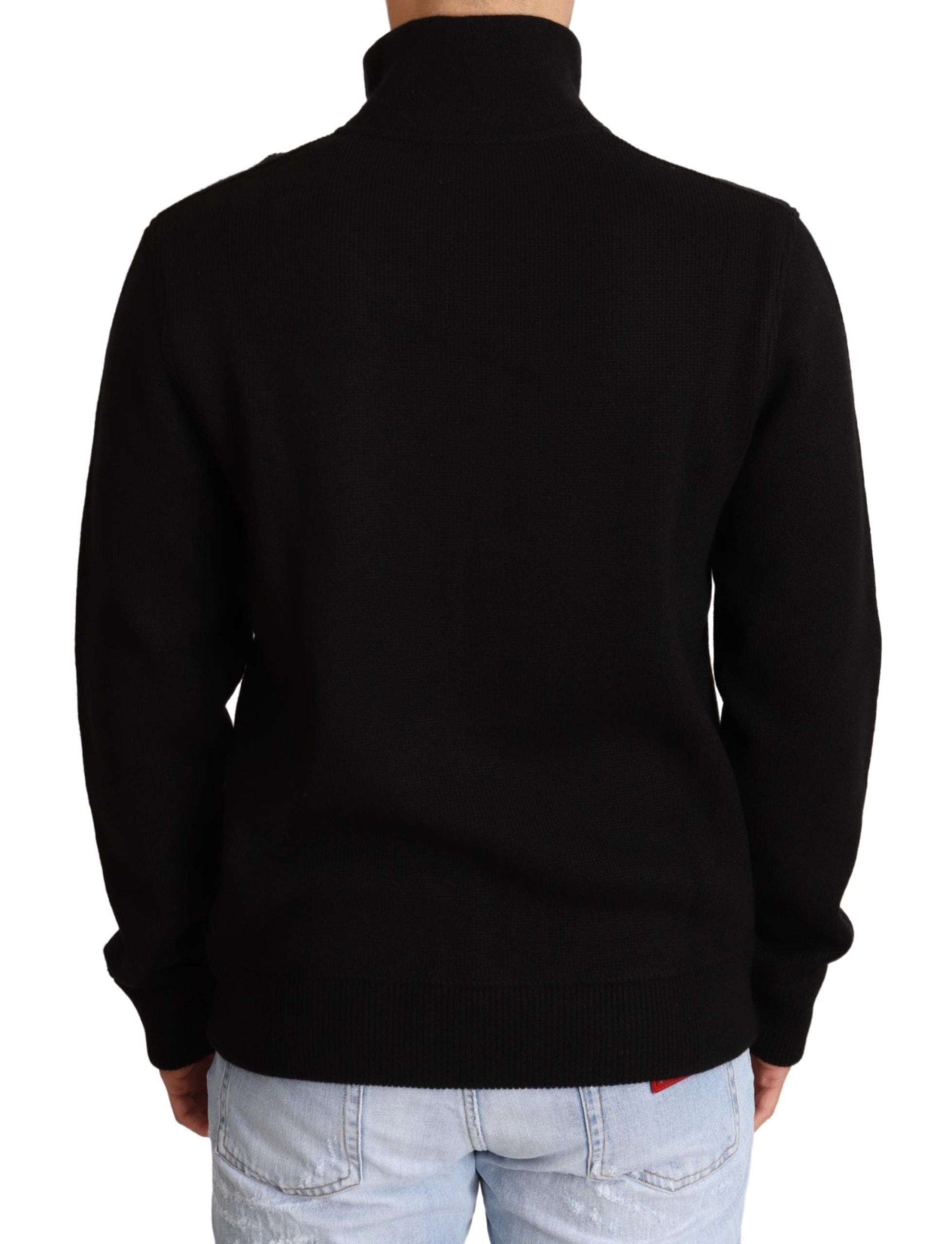 Dolce & Gabbana Black Cashmere Zipper Mens Sweater - Zeiniez
