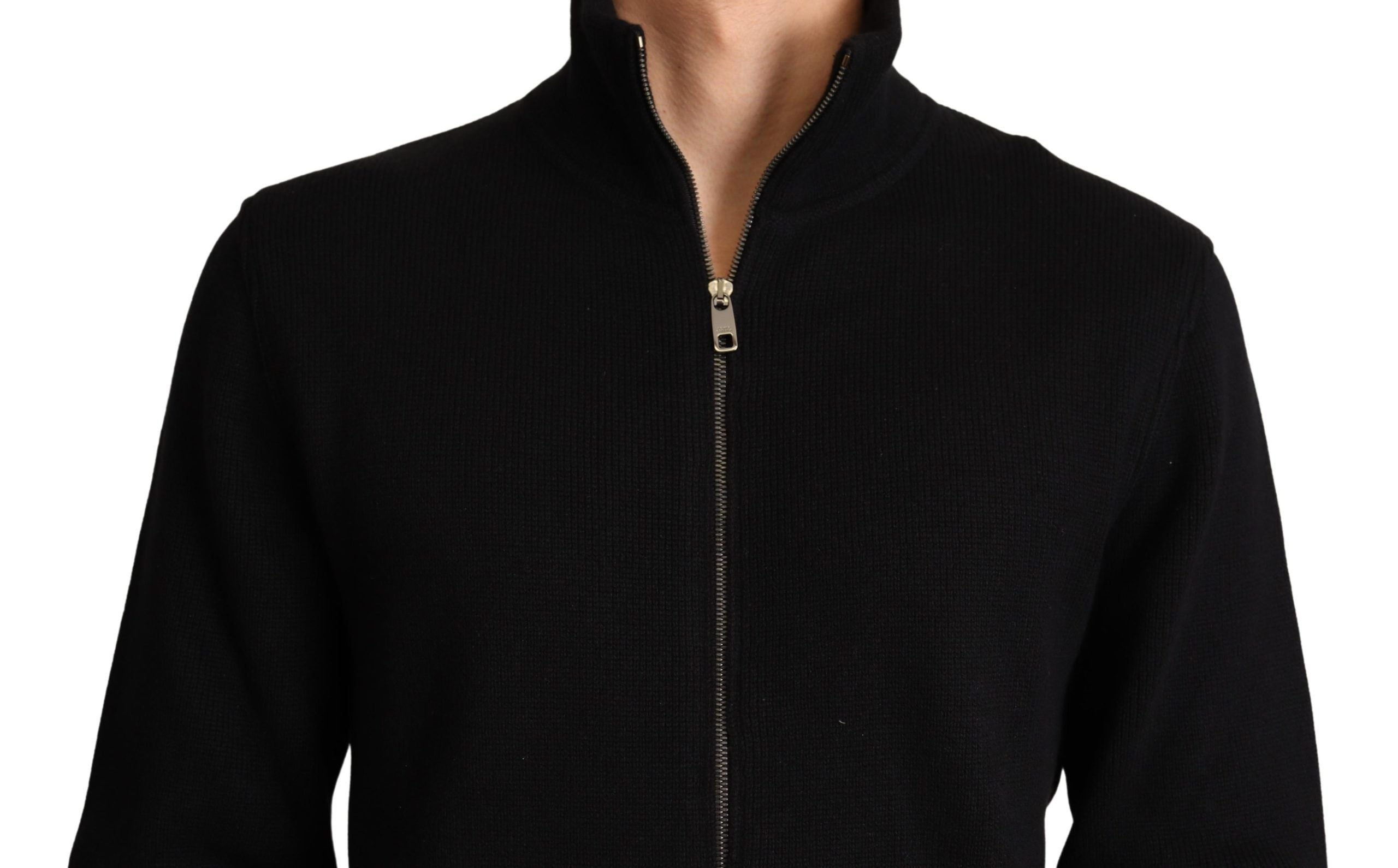 Dolce & Gabbana Black Cashmere Zipper Mens Sweater - Zeiniez