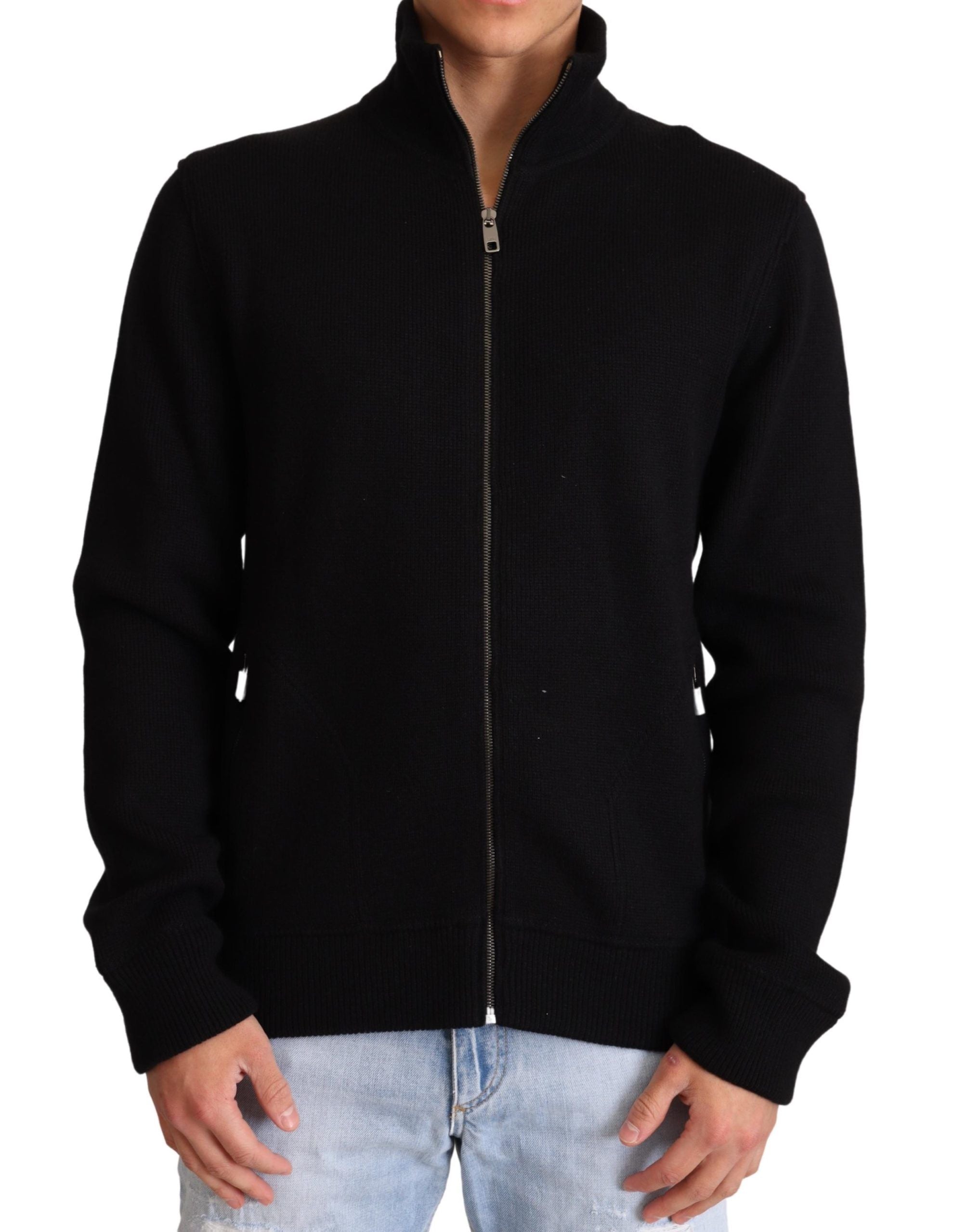 Dolce & Gabbana Black Cashmere Zipper Mens Sweater - Zeiniez