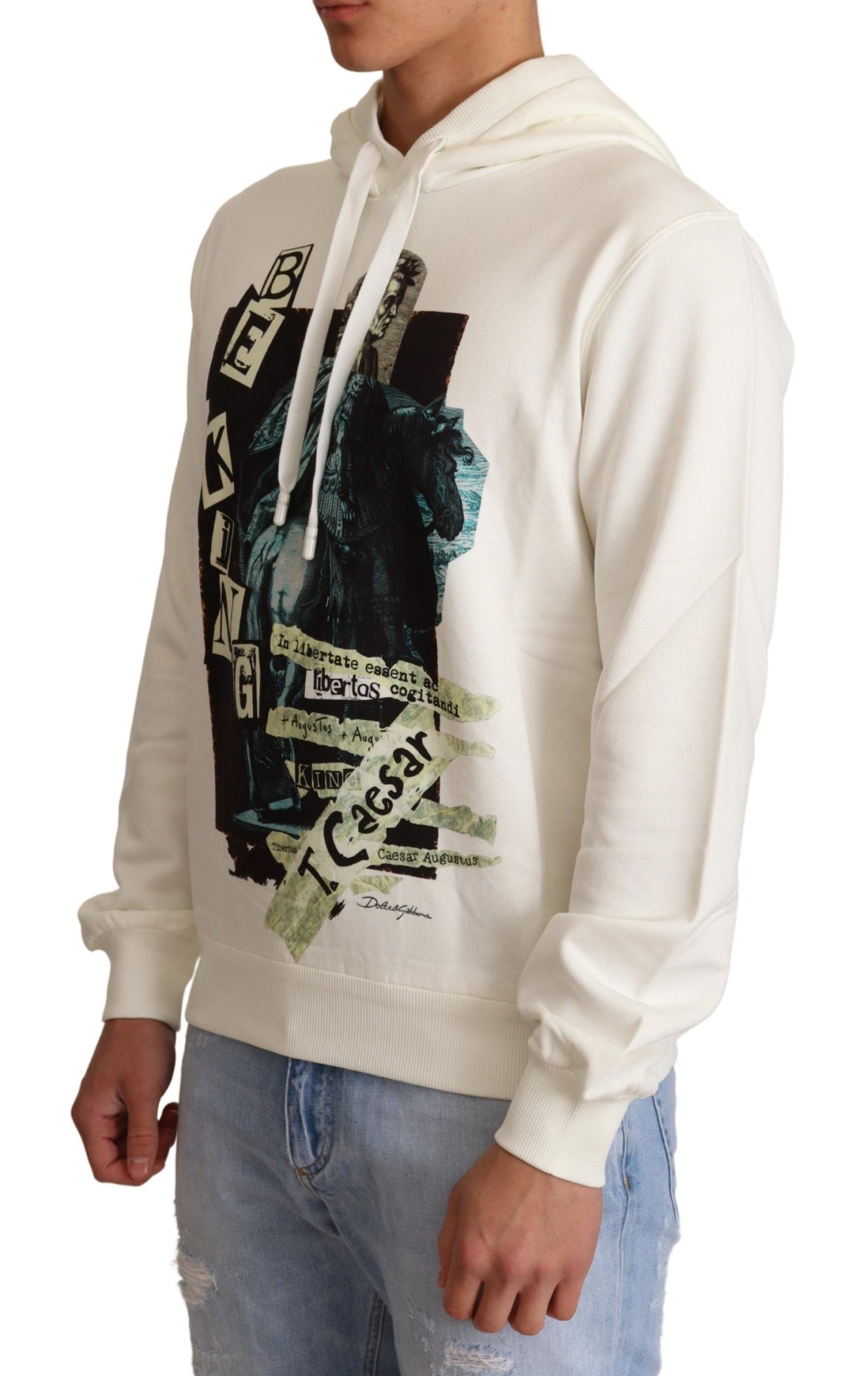 Dolce & Gabbana White King Ceasar Cotton Hooded Sweater - Zeiniez