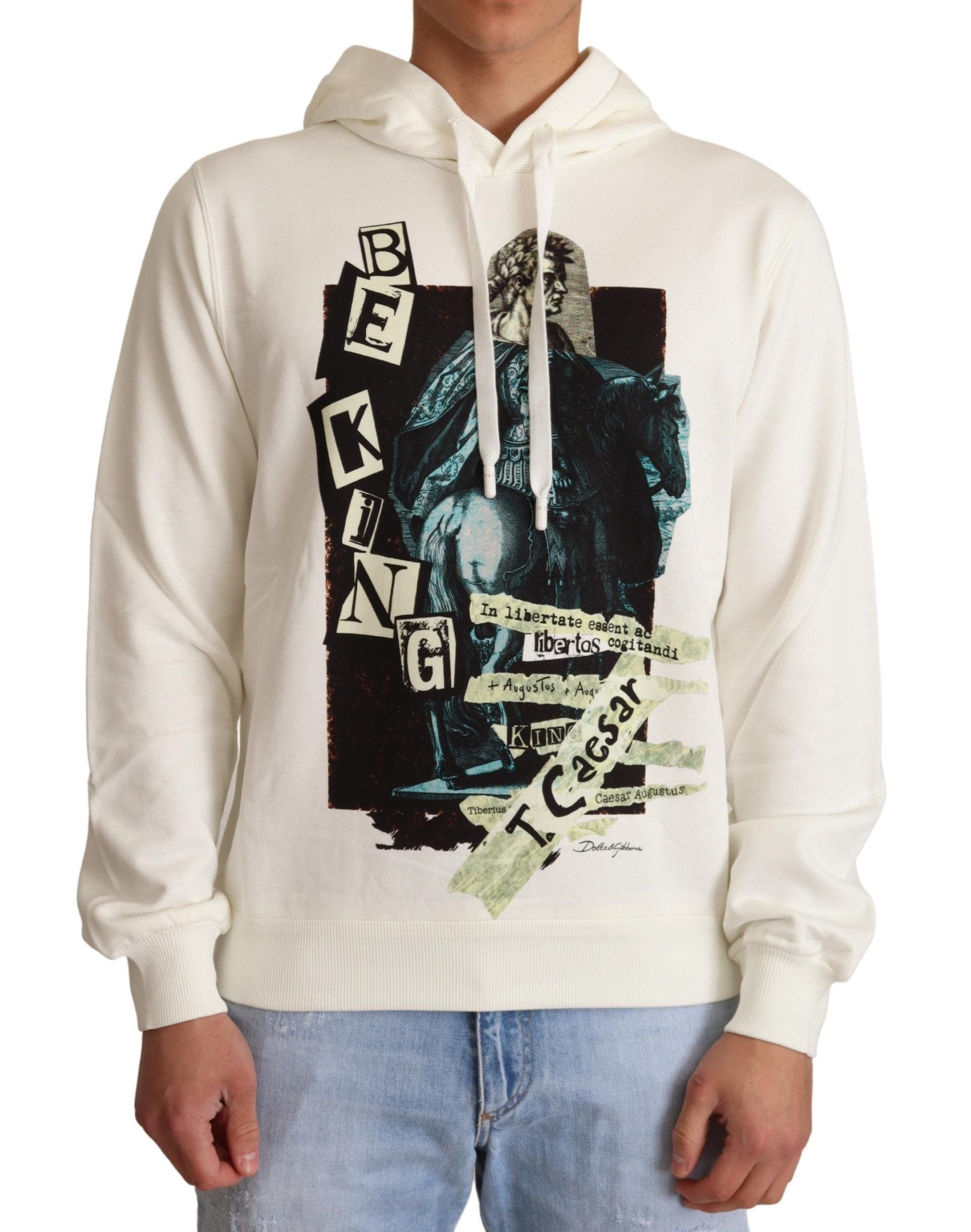Dolce & Gabbana White King Ceasar Cotton Hooded Sweater - Zeiniez