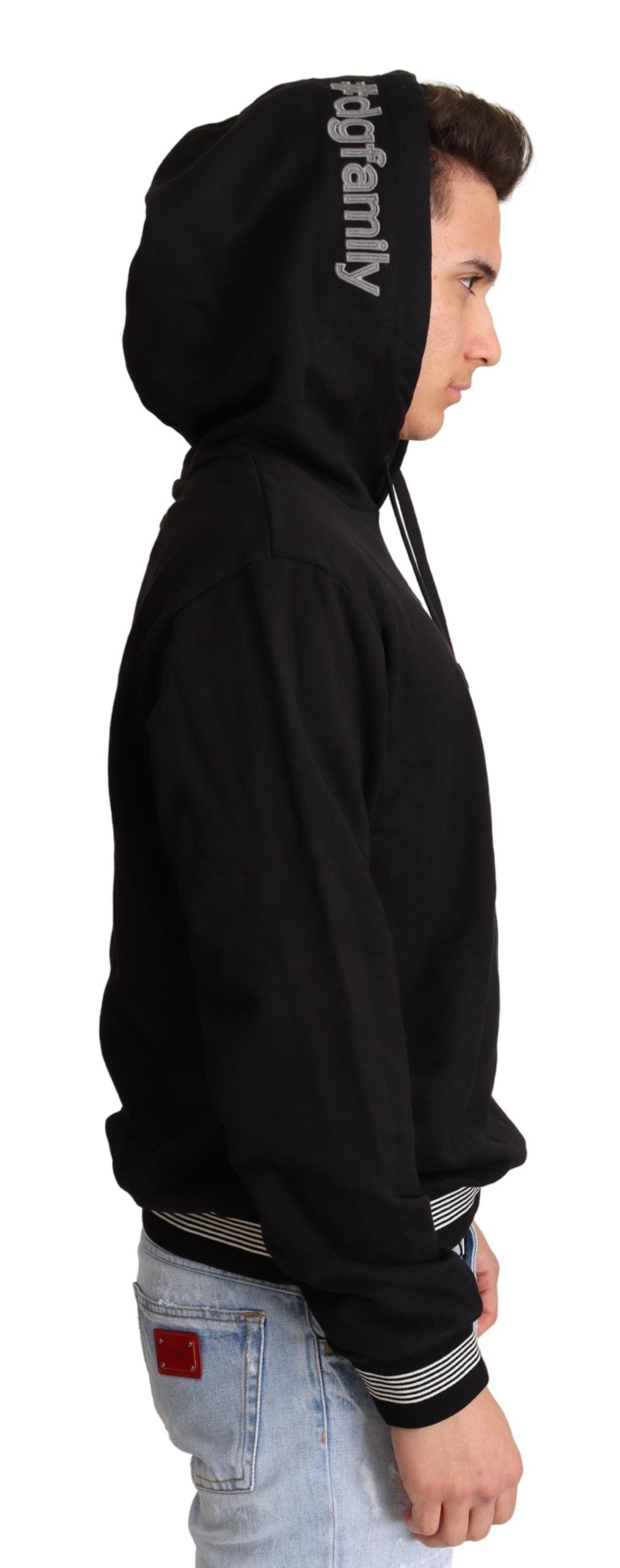 Dolce & Gabbana Black Cotton Hooded #dgfamily Sweater - Zeiniez