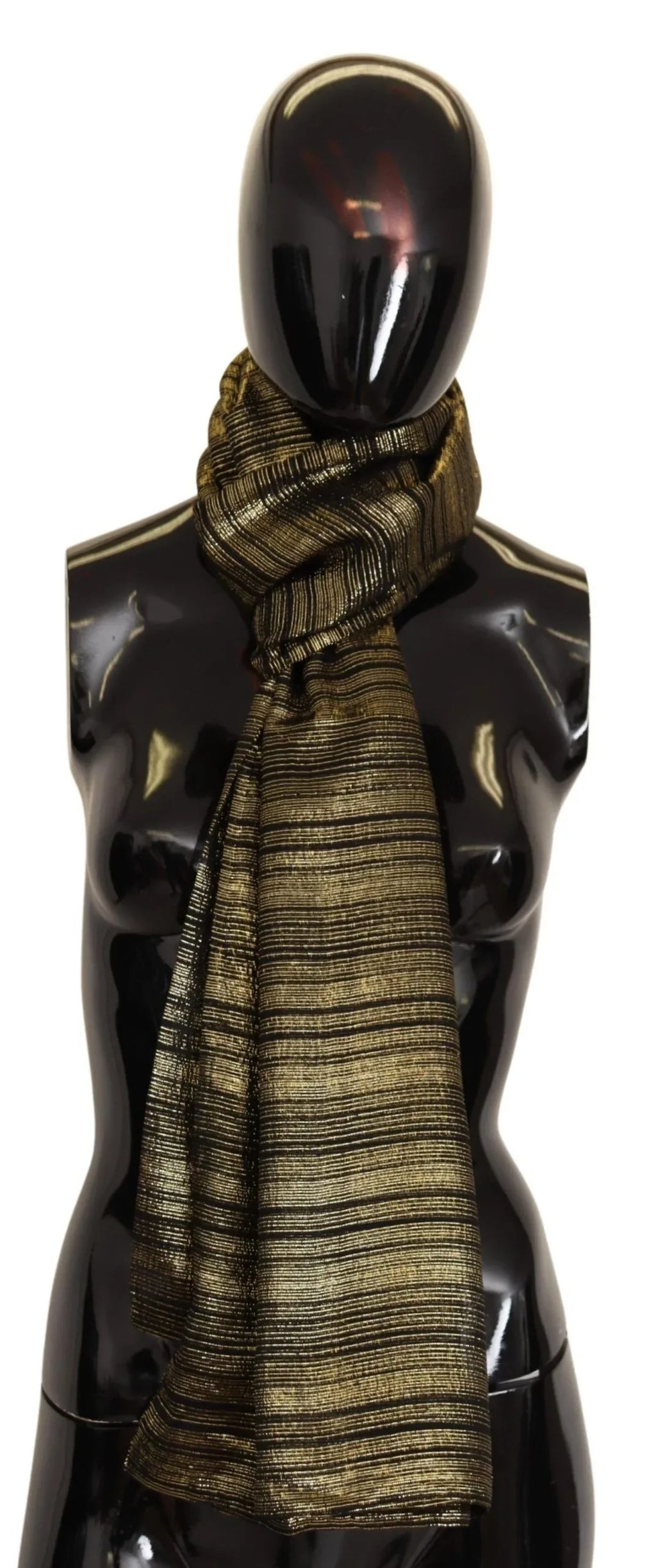 Dolce & Gabbana Metallic Gold Silk Stretch Shawl Wrap Scarf - Zeiniez