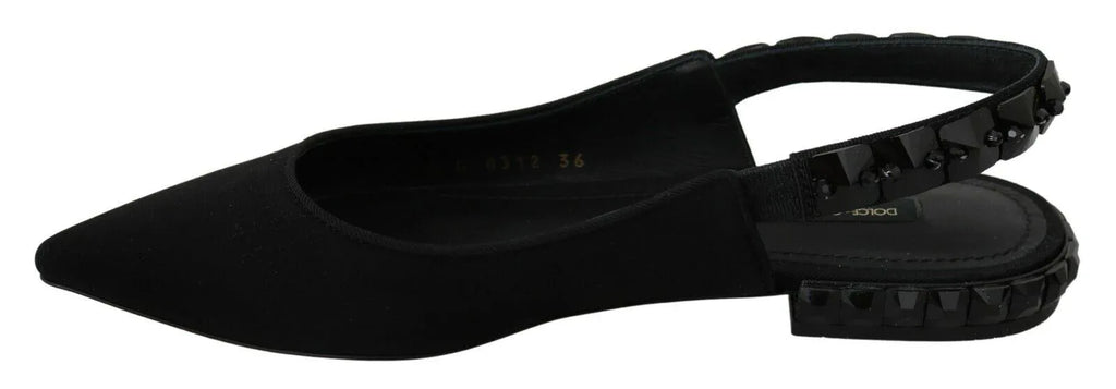Dolce & Gabbana Black Flats Slingback Charmeuse Shoes - Zeiniez