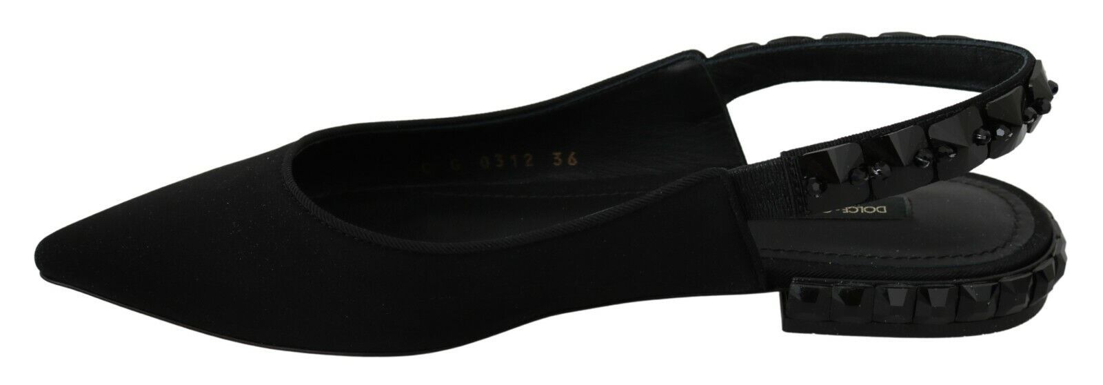 Dolce & Gabbana Black Flats Slingback Charmeuse Shoes - Zeiniez