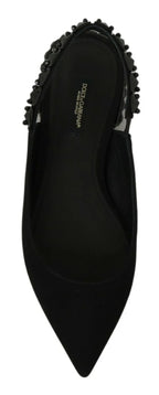 Dolce & Gabbana Black Flats Slingback Charmeuse Shoes - Zeiniez