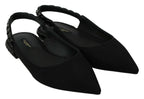 Dolce & Gabbana Black Flats Slingback Charmeuse Shoes - Zeiniez