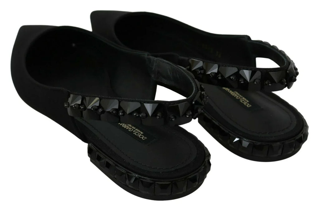 Dolce & Gabbana Black Flats Slingback Charmeuse Shoes - Zeiniez