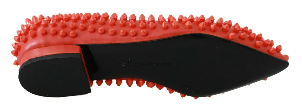 Philipp Plein Orange Leather Ballerina WHAT I DO Flats Shoes - Zeiniez