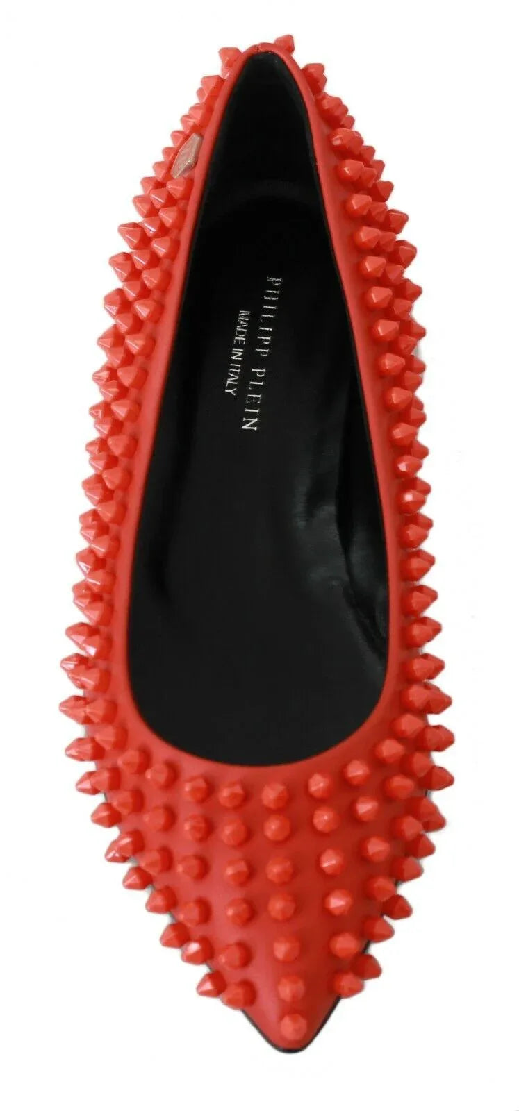 Philipp Plein Orange Leather Ballerina WHAT I DO Flats Shoes - Zeiniez