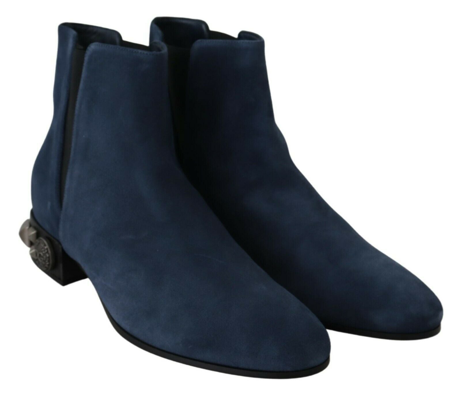 Dolce & Gabbana Blue Suede Embellished Studded Boots Shoes - Zeiniez