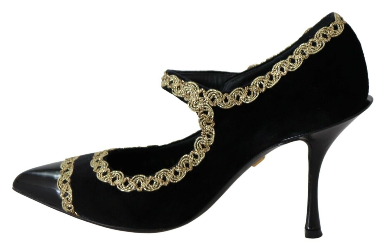Dolce & Gabbana Black Embellished Velvet Mary Jane Pumps Shoes - Zeiniez