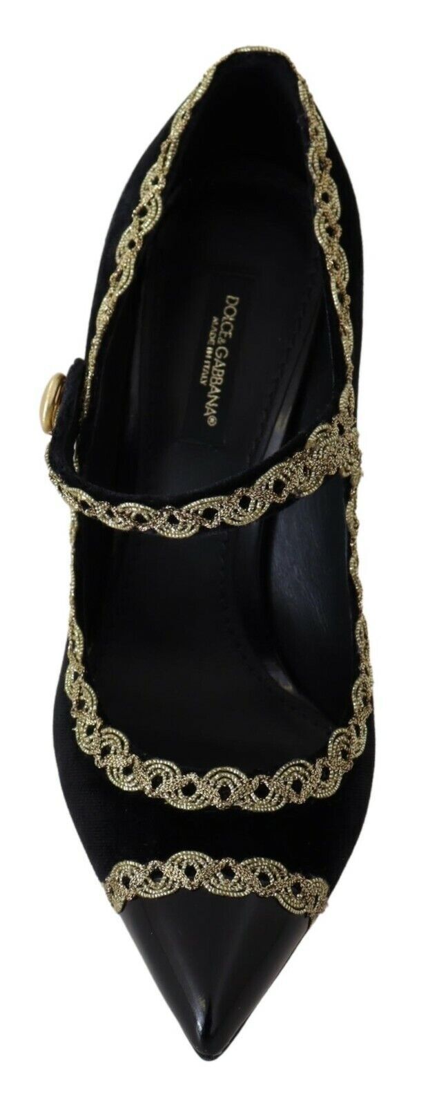 Dolce & Gabbana Black Embellished Velvet Mary Jane Pumps Shoes - Zeiniez