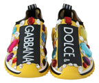 Dolce & Gabbana Yellow Multicolor Crystals Sneakers Shoes - Zeiniez
