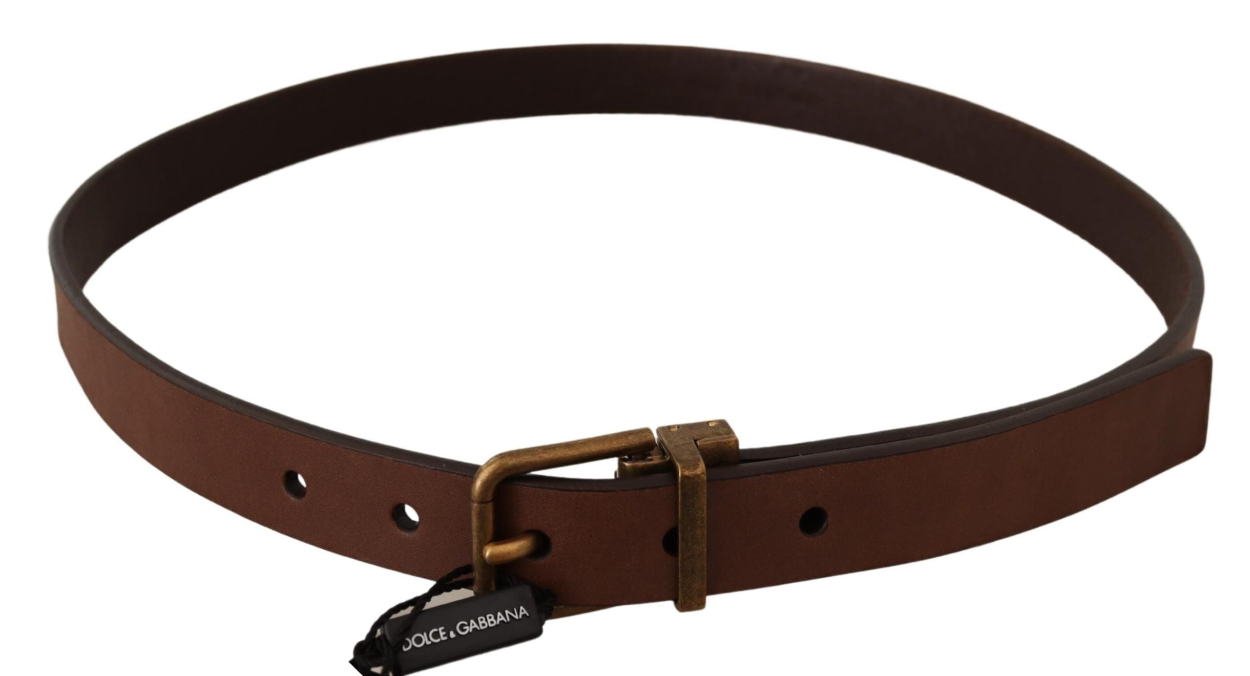 Dolce & Gabbana Brown Leather Rustic Buckle Cintura Belt - Zeiniez