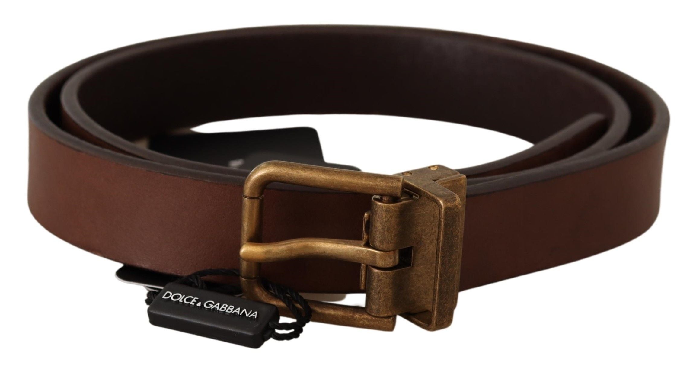 Dolce & Gabbana Brown Leather Rustic Buckle Cintura Belt - Zeiniez