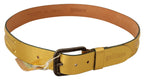 John Galliano Gold Genuine Leather Rustic Silver Buckle Waist Belt - Zeiniez