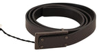 Costume National Dark Brown Leather Logo Buckle Belt - Zeiniez