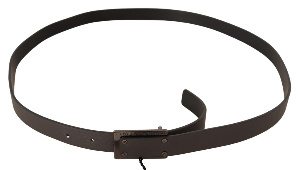 Costume National Dark Brown Leather Logo Buckle Belt - Zeiniez