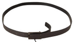 Costume National Dark Brown Leather Logo Buckle Belt - Zeiniez