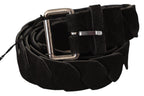 GF Ferre Black WX Silver Tone Buckle Waist Belt - Zeiniez