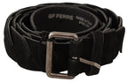 GF Ferre Black WX Silver Tone Buckle Waist Belt - Zeiniez