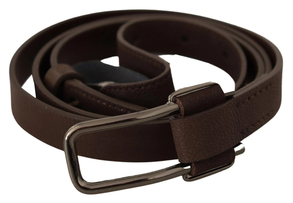 Costume National Brown WX Silver Metal Buckle Belt - Zeiniez